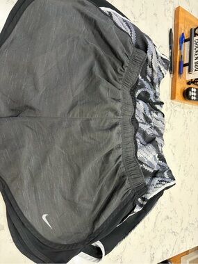Nike Women's Black Gray Layered Athletic Shorts